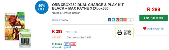 Max Payne 3 and Xbox 360 charge kit