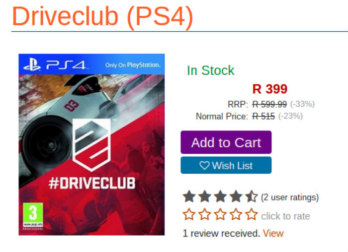 Driveclub deal from Raru