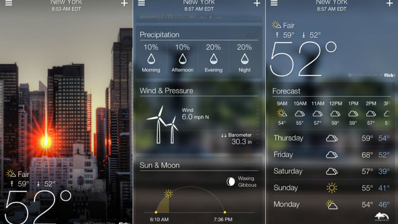 Yahoo weather app