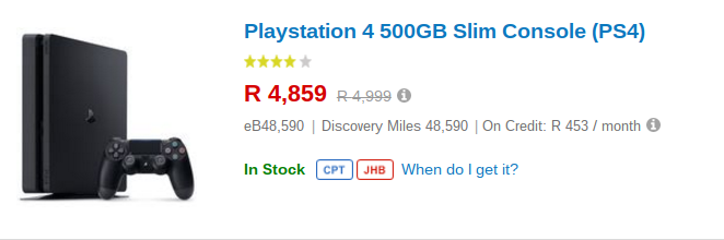 PS4 slim console takealot