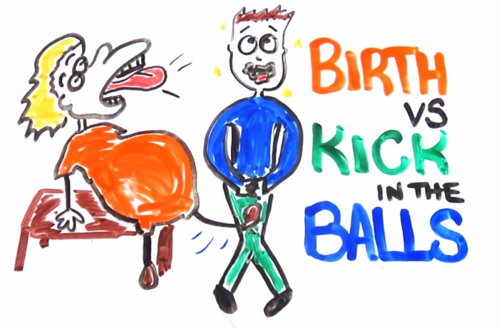 Childbirth vs kicked in the balls