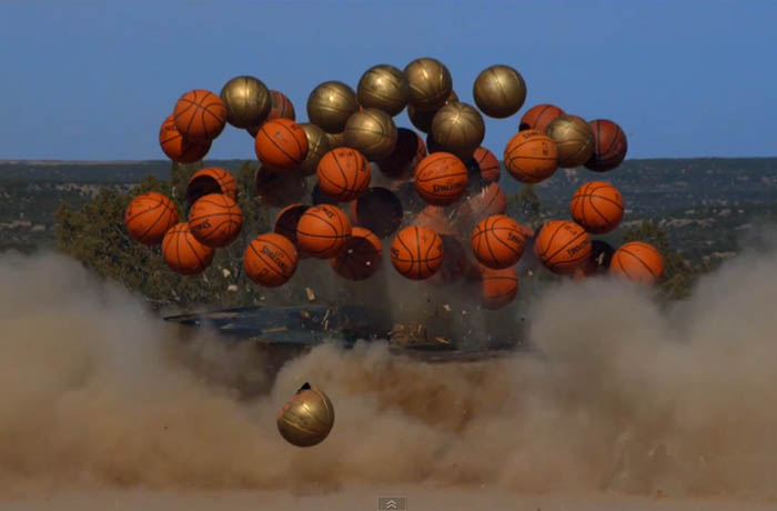 Basketball pyramid exploding