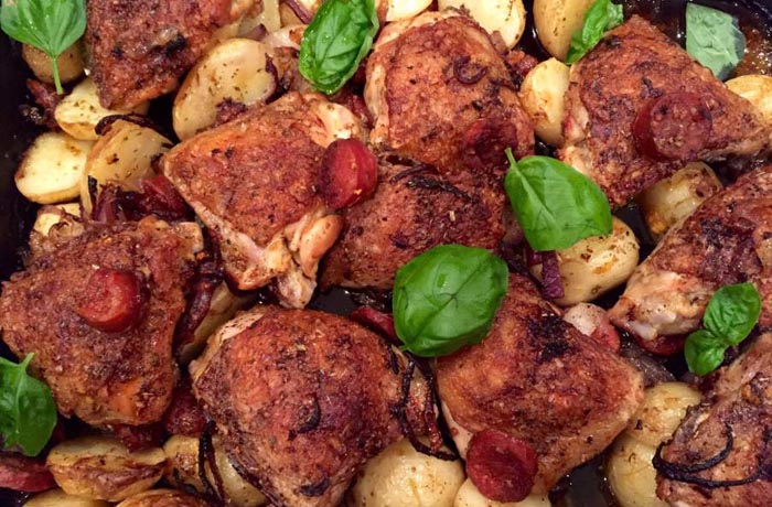 Spanish Chicken and Chorizo potatoes