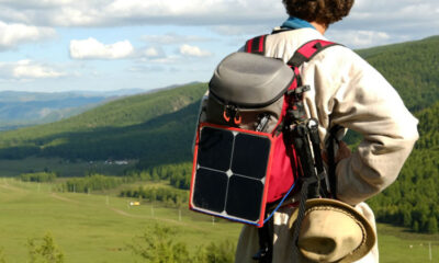 Energy flyer on a backpack